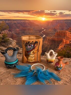Vintage Southwestern Mini Pottery & Craft Lot – 5pc Bundle 
Approx $73 Value